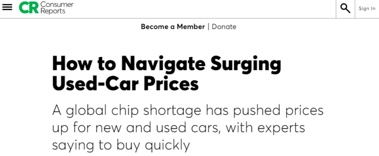 How to Nabigate Surging Used-Car Prices - A global chip shortage has pushed prices up for new and used cars, with experts saying to buy quickly